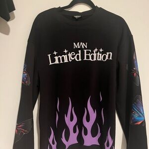 Limited Edition Black Sweatshirt with Purple Flames